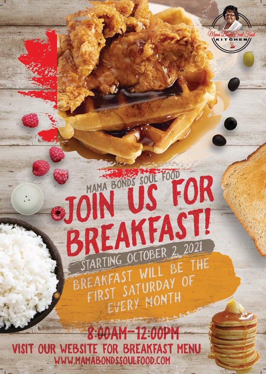 BondFood's tweet image. 🤗🤗It’s going down at Mama Bond’s this morning 8am-12noon. Chicken &amp;amp; Waffles, Biscuits &amp;amp; Gravy, Sweet Rice, Jowl Bacon, and much more. See mamabondssoulfood.com for menu.
