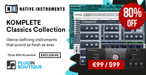plugindeals's tweet photo. Native Instruments KOMPLETE Classics Collection (MASSIVE, ABSYNTH5, FM8, and REPLIKA) - 80% Off - Only $99 🚀
https://t.co/CcqIknrFBO
#plugindeals #pluginsales #DTM #DTMer #Komplete #NativeInstruments #Massive #fm8 #absynth5 https://t.co/tjXfc82f2Z