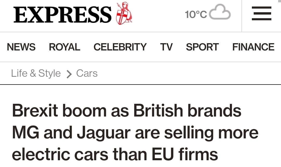The_PlugSeeker's tweet photo. Unfortunately @Daily_Express this needs a bit more research. MG is owned by 🇨🇳 Chinese company SAIC Motors, and @Jaguar is owned by Indian Company 🇮🇳 Tata Motors. So neither are “British Brands”.

Worth pointing out @lukethejourno Luke Chillingsworth https://t.co/bpebAJW2ug