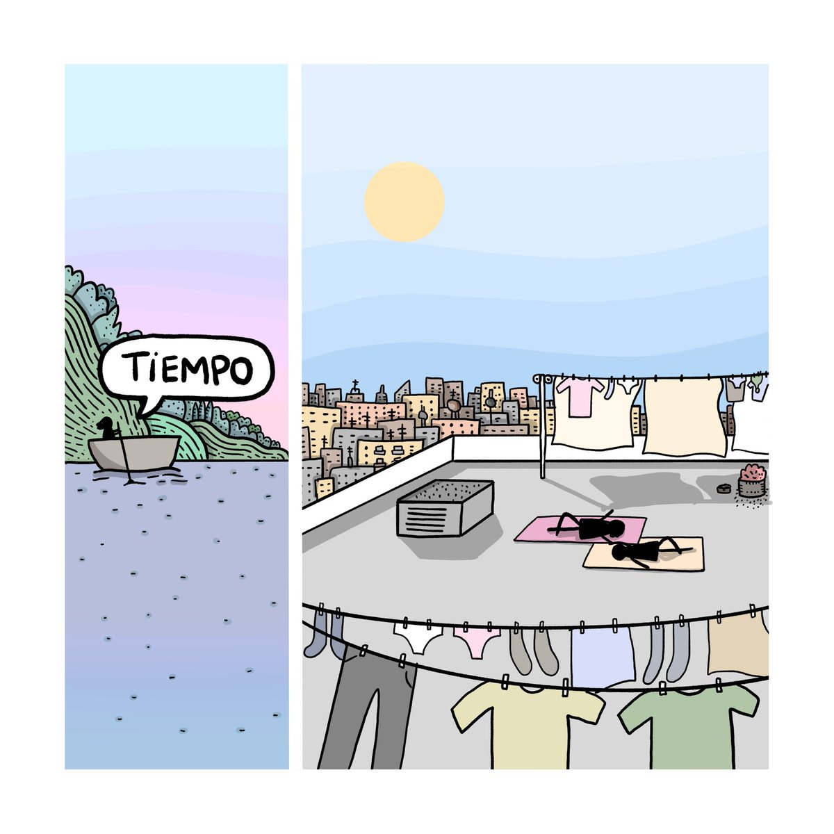 72kilos's tweet photo. Hay una miniserie nueva en @netflixes que habla de cómo una ruptura en una relación nos va cambiando.
Es un tema muy rico que me ha servido para dibujar la viñeta de hoy. 
Un beso grande, Lina y Nico.
❤️⏳
#ElTiempoQueTeDoy https://t.co/2OGkvwQUAP