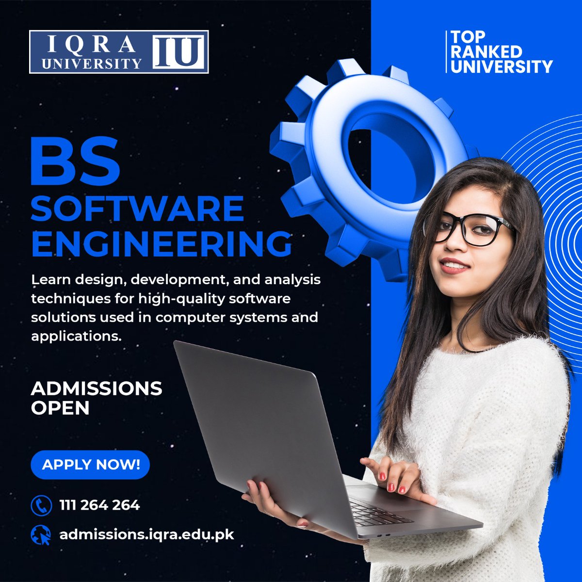 IqraUniOfficial's tweet photo. At IU, we’re training the next generation of highly-skilled software engineers.
Develop professional skills and technical expertise to build your career as a successful software engineer.
Enroll now at https://t.co/DIPvoBahlh
#IqraUniversity #bssoftwareengineering https://t.co/frlaPwxOYM