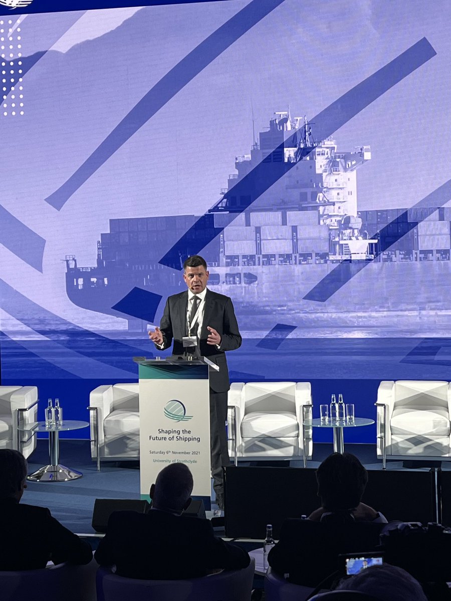 hsolb's tweet photo. «The shipping industry has never been more important for the wealth and vitality of the global economy. For the world to decarbonize, shipping need to decarbonize. It is time for action.» ⁦@Lasikos⁩ at Shaping the Future of Shipping #cop26 #glasgow ⁦@shippingics⁩ https://t.co/mIOBiEvKtd