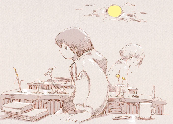 なんかILEでこのアカウントとか個人的に描いている絵のことに触れていただきましたので、少し再投稿させていただきます。万年筆による趣味絵です。OUの作画はデジタル素材化する都合でボールペンで書いています。 