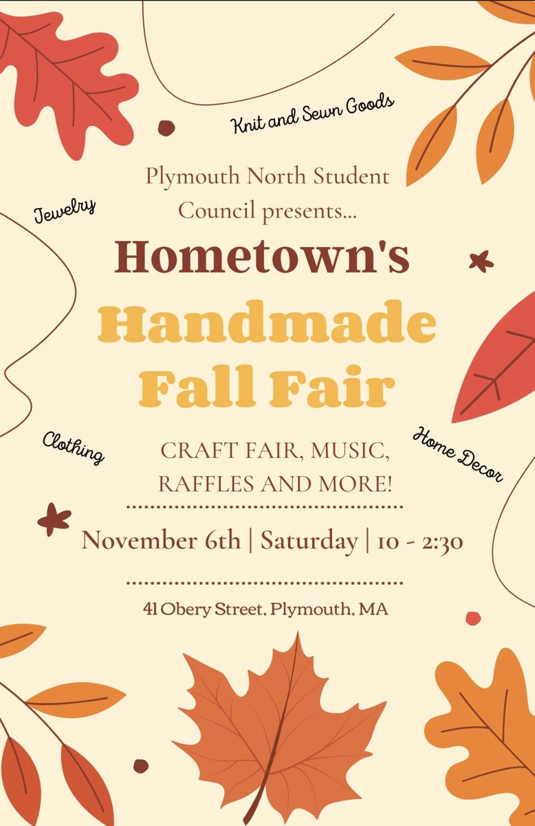 Craft Fair today! At <a href="/PlymouthNorthHS/">Plymouth North HS</a> from 10-2:30. <a href="/PPS_Supt/">Dr. Christopher Campbell</a> <a href="/PlymouthSch/">Plymouth Public Schools</a> <a href="/PNSTUCO/">PNHS Student Council</a>
