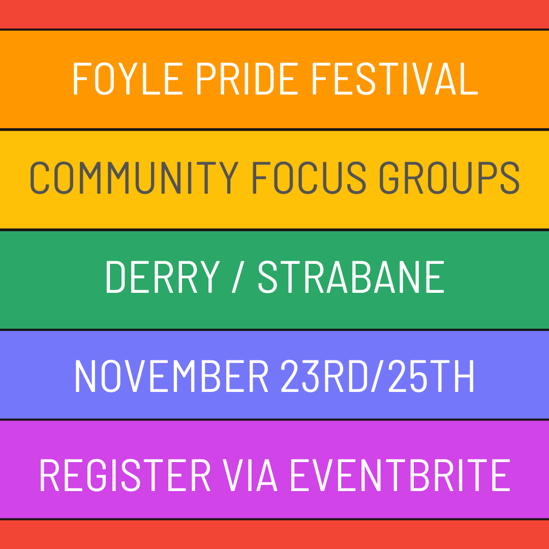 FoylePrideFest's tweet photo. Help us build a brilliant #FoylePride
Register for our community focus group sessions.
>>>>>>>>>
Derry/L’Derry https://t.co/UZLazz7cRk
Strabane https://t.co/rsL74OaXzn
Spread the word and share the #Pride 🏳️🌈🏳️⚧️
#community #conversation #together #included #yourvoice #yourpride https://t.co/8PCAI5H6Au