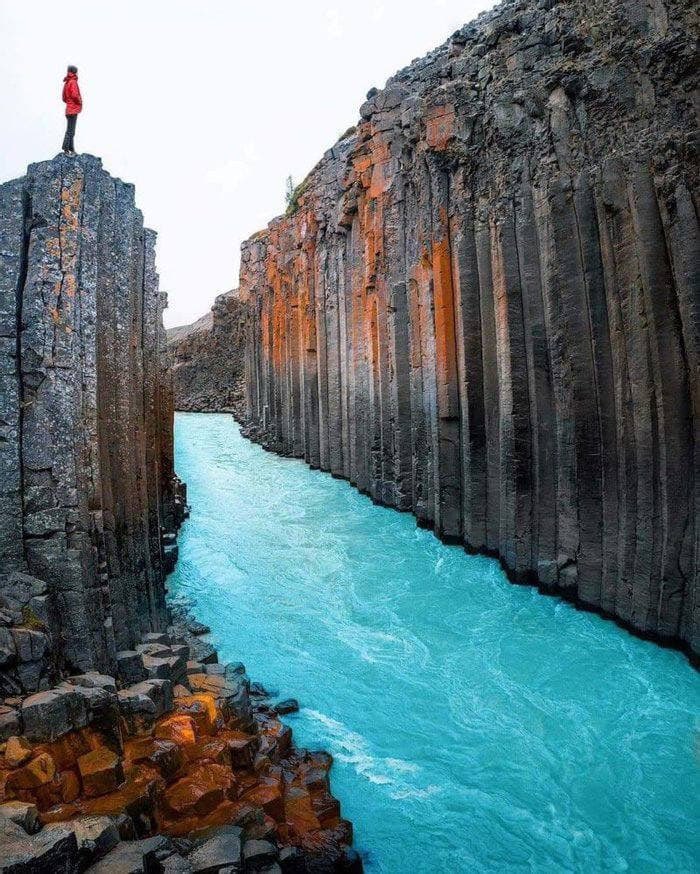 Archives_90s's tweet photo. Studlagil Canyon (Studlagil, Stuðlagil) or Basalt Canyon, Iceland. https://t.co/deu2EukOAB