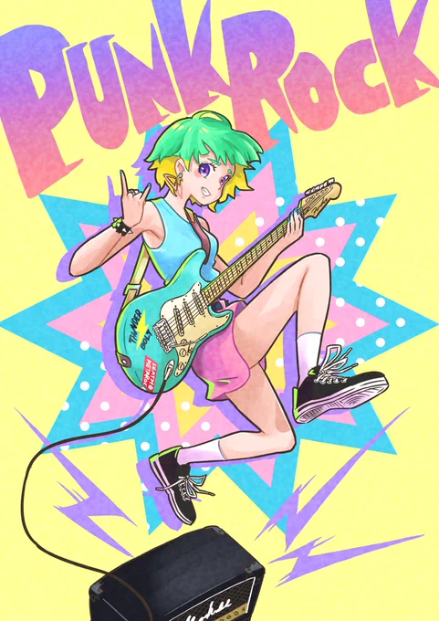 #イラスト #お絵描き #落書き #クリスタ punkなgirl