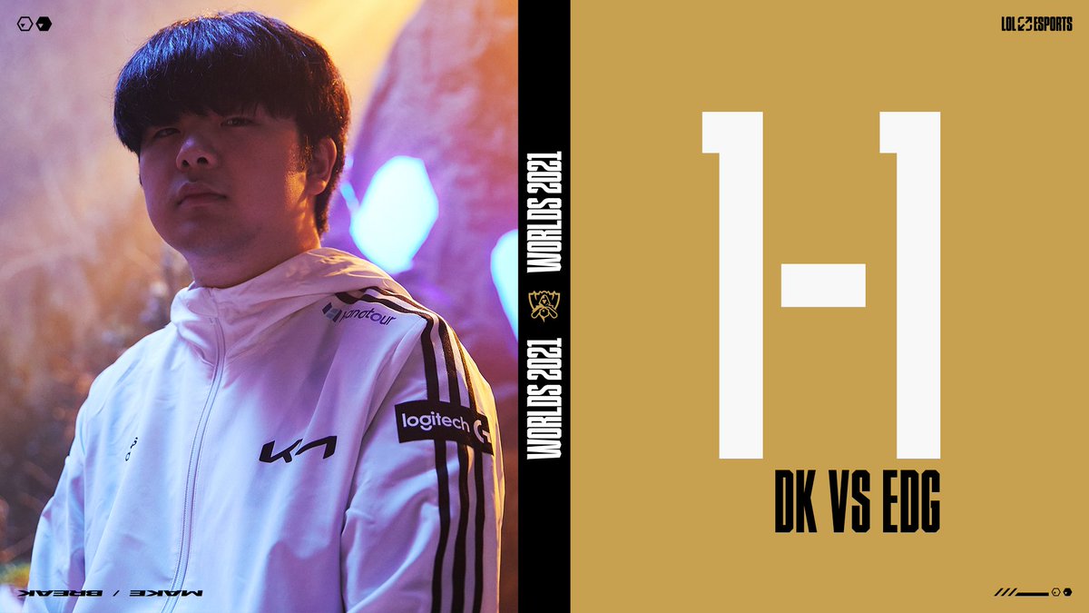 lolesports's tweet photo. 1-1

@DWGKIA EVEN THE SERIES! #Worlds2021 https://t.co/kqLa40QkeE