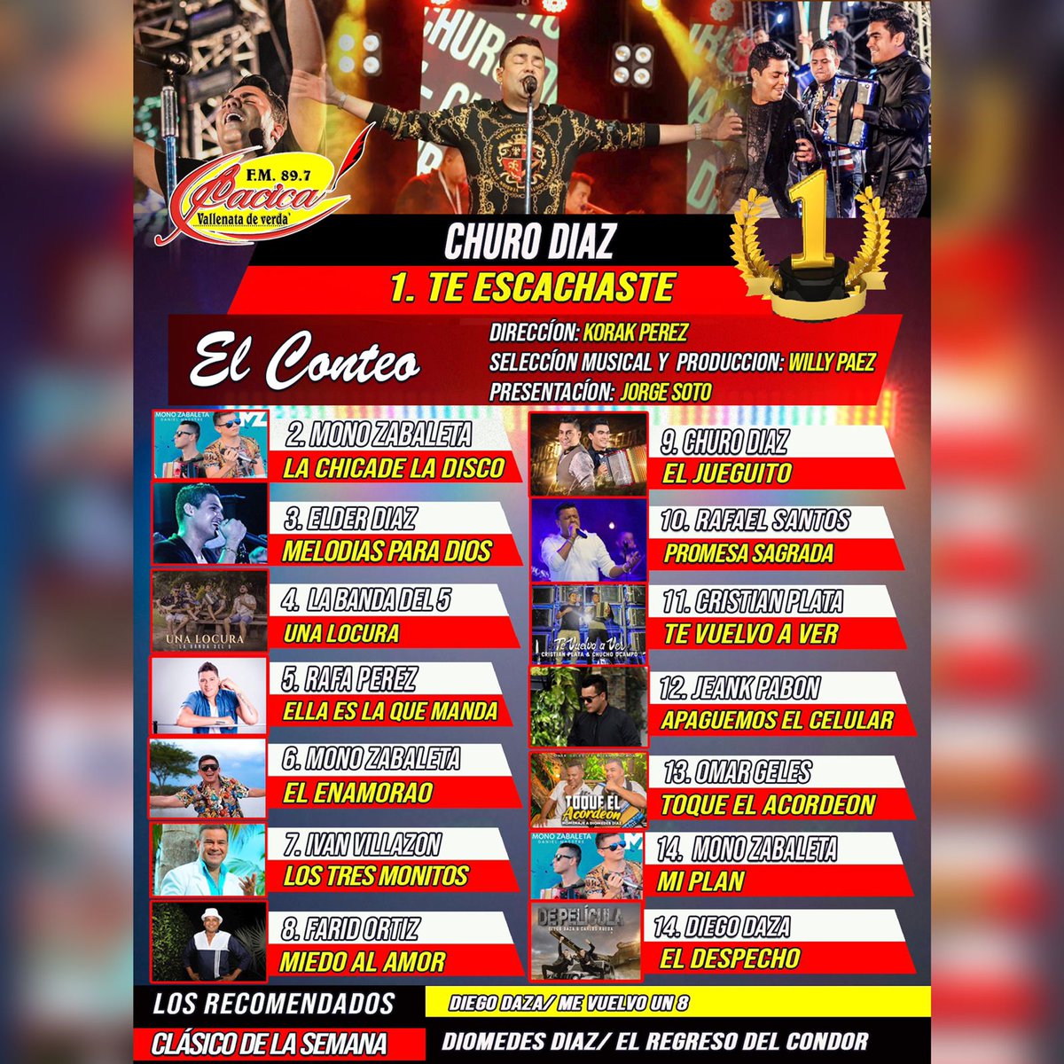 CacicaStereo's tweet photo. Estas son las canciones más importantes de la semana en #ElConteoCS de @CacicaStereo https://t.co/jKlVvj4BbF