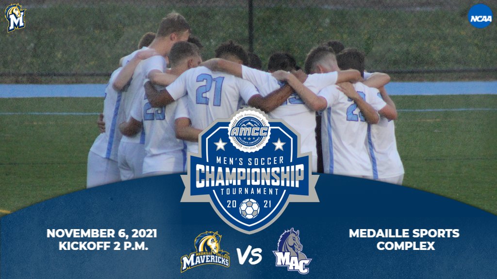 Today's the day!! Men's Soccer will compete for the AMCC Championship on our turf! They will play Mount Aloysius at 2 p.m. Everyone come out and support our Mavs! @MedailleSoccer 

📈: buff.ly/2xahP6d
📺: buff.ly/3EL9mHG 

#GoMavs | #HorsePower