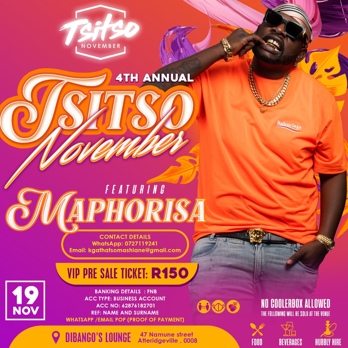 TsitsoNovember's tweet photo. Introducing Izolo Hit Maker 🕺🏿🕺🏿"iGucci ingen’ekhishi ❄️" - Dj Maphorisa 
#TsitsoNovember Tickets Available 
For Table Bookings Contact the following details 📲 0727119241
#TsitsoNovemberReturnsHome
#TsitsoNovember https://t.co/H2zXj8jVN5