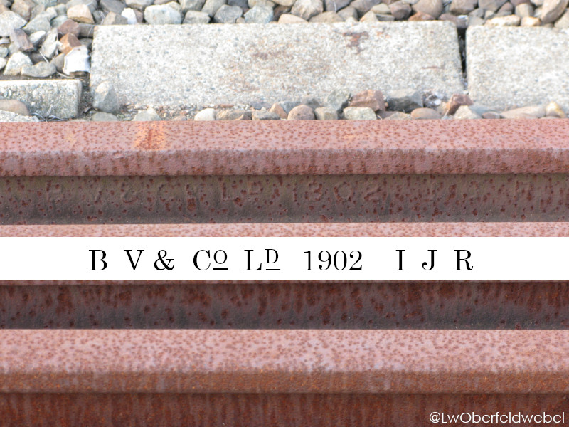 LwOberfeldwebel's tweet photo. 英BV&Co製
製造年 1902(M35)年
断面形状 60ポンド2種
発注者 官鉄
富山地鉄稲荷町 積置きレール
#古レール #イギリス #ボルコ・ヴォーン #BV #BolckowVaughan #Middelsbrough https://t.co/WyETBJ2m6u
