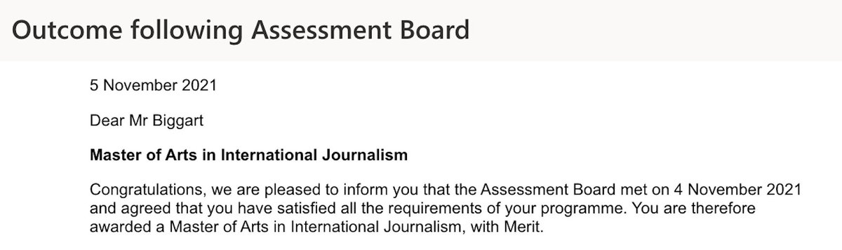 BiggartTom's tweet photo. As seeing as everyone from @CityUniLondon seems to be sharing their #Masters results, I thought I would join the fray: SOMEHOW (dare I say surprisingly at moments), I graduated with a #Merit 

#NotSureHow #HardWorkPays https://t.co/UqOlUQusQi