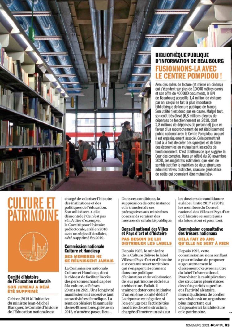 Bravo à @othmannasrou pour son travail sur la suppression d’instances administratives dans @MagazineCapital.

La France souffre de sa sur-administration qui engloutit des millards et immobilise le pays ! 📚📚📚