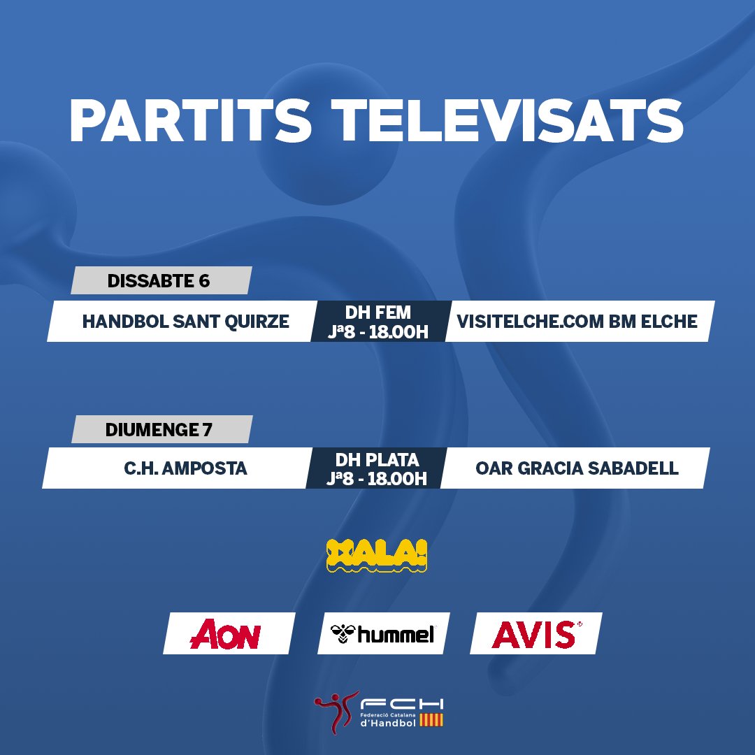 FedCatHandbol's tweet photo. 💻 #HandbolAXala | Cap de setmana d’handbol femení, en directe, a @laxarxa!
🤩 Gaudeix del millor #HandbolCatalà des de casa amb la DH Femenina i la Plata Femenina a @xala_cat!
🔗 https://t.co/u1uxJZsyhc
#⃣ #HandbolCatalà https://t.co/3weIwWDufs