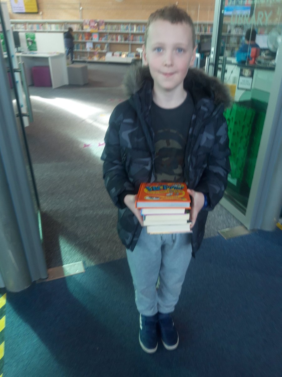 forber_janet's tweet photo. @MrHardy17 @parishschool1 
Totally forgot James was a member of Library... went back this morning to stock up on some new reading material 
#readingisfun https://t.co/7yzCBM51xP