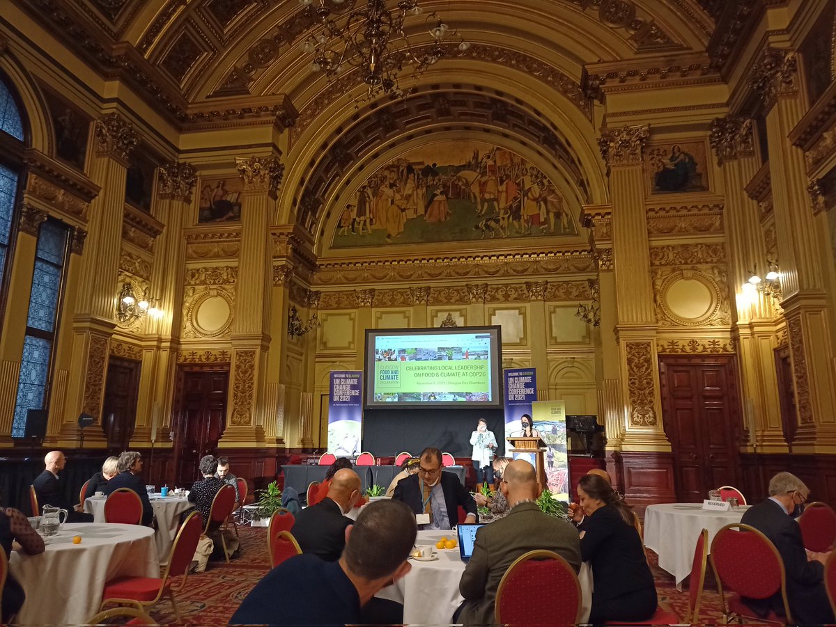 CFlechet's tweet photo. Congrats to @IPESfood and @nourishscotland for the incredible momentum they've built to stress the critical role food &amp; local govts play in tackling the climate crisis. So inspirational to hear how cities are turning their commitment to action! #GlasgowDeclaration https://t.co/jHoGcZfPSR