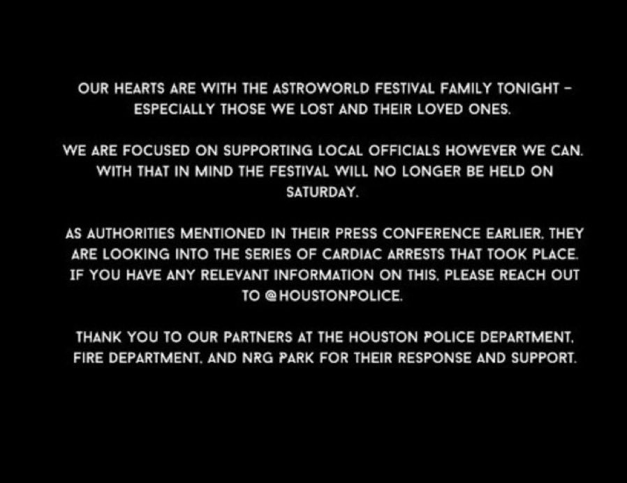 LaflameScott's tweet photo. Prayers to all ❤️ #ASTROWORLDFest https://t.co/uIPcqWpVyh