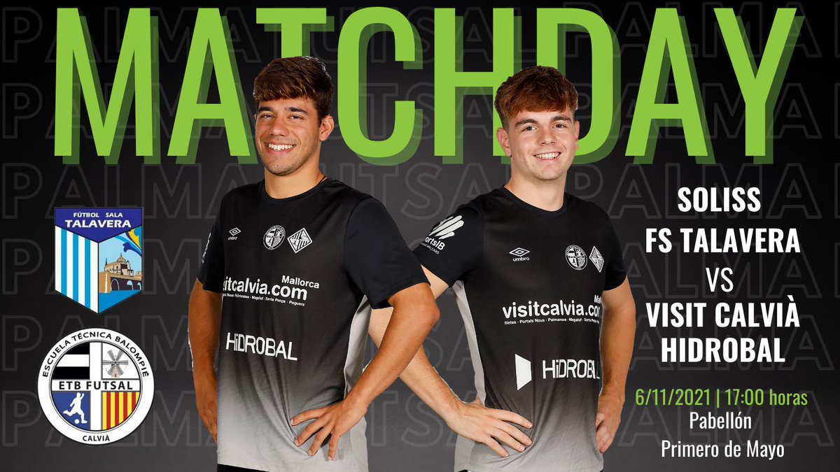 🚨𝑴𝒂𝒕𝒄𝒉𝒅𝒂𝒚🚨

⚽ <a href="/FS_Talavera/">Fútbol Sala Talavera</a> 🆚 Visit <a href="/_Calvia/">Ajuntament de Calvià - Ayuntamiento de Calvià</a> @hidrobal 

📅 Sábado 6 de noviembre 
⏰ 17:00 horas
🏟 Pabellón Primero de Mayo
📍Talavera
📺 ❌

#SegundaDivisiónLNFS
#VisitCalviàHidrobal
#GOETBCalvià
#PalmaFutsal