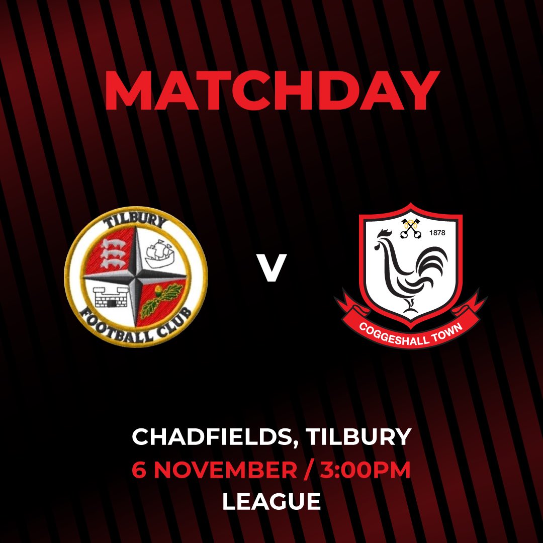 CoggeshallTown's tweet photo. MATCHDAY
β½οΈ vs. @tilburyfc
π Chadfields
π 3:00 PM
The #Seedgrowers travel to Tilbury this afternoon as they look to hit the ground running following on from last week's hard fought three points. Will we see you there? π΄β«
#TILCOG https://t.co/Wg8QTJADnS