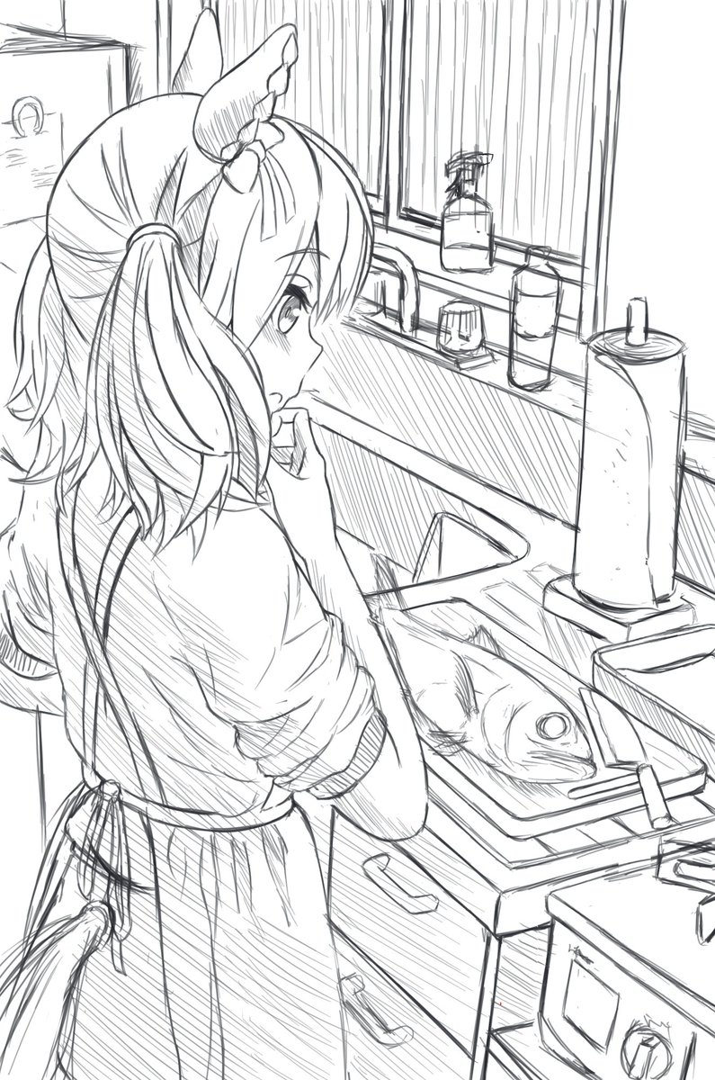 構図描けた
パースは後で直す 