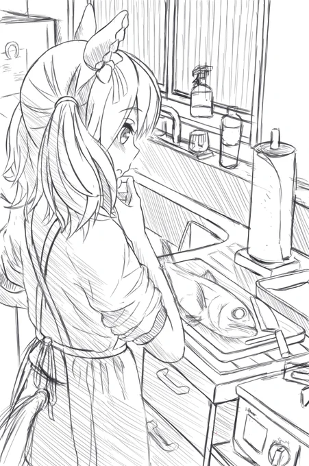 構図描けた
パースは後で直す 