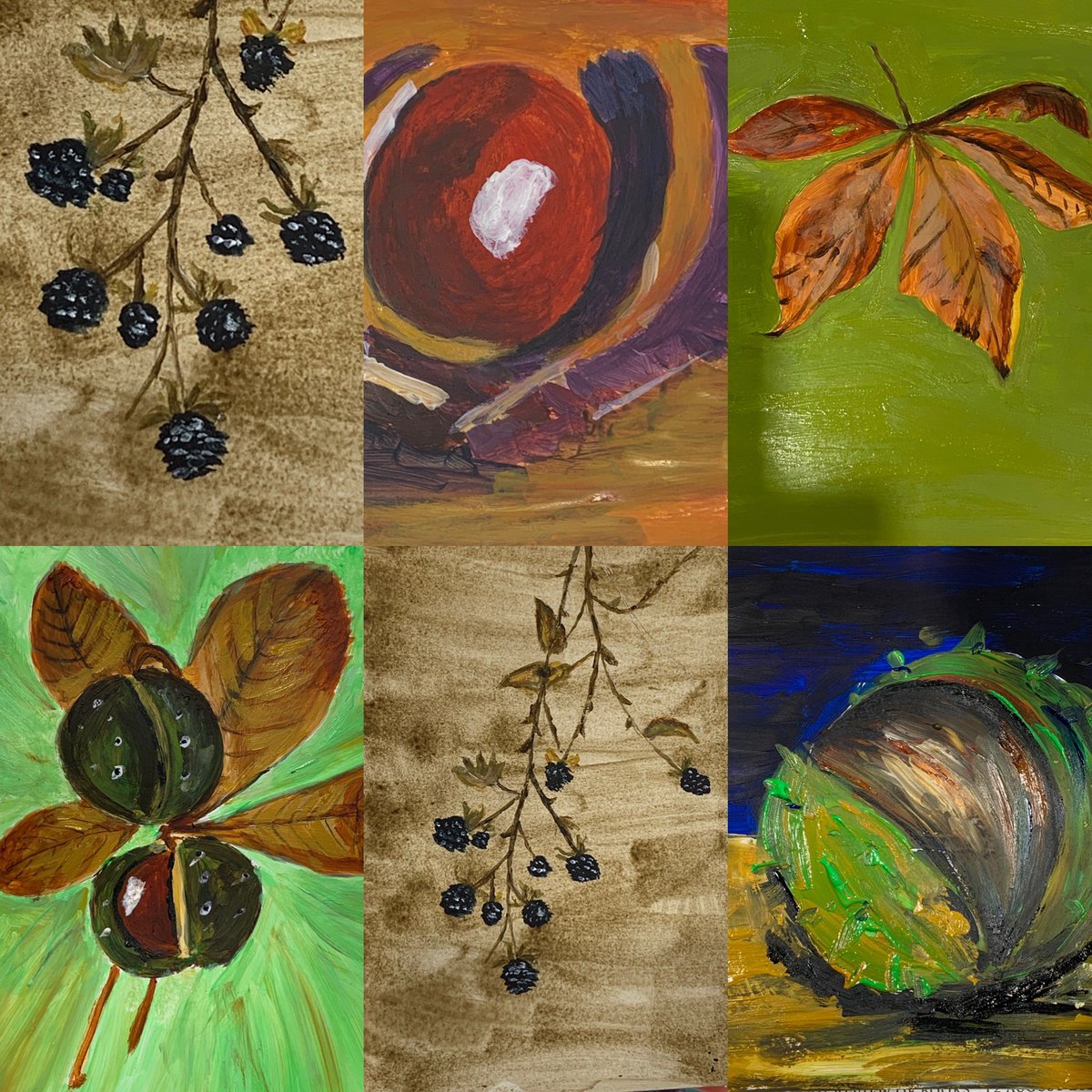 Autumnal gorgeousness with the #fridaypainters How shiny are those conkers?! 
.
.
#autumn #conkers
#learntopaint #paint #Painting #PaintingClass #watercolour #watercolor #paintbrush #gouache #acrylic #ink #kajabihero #createartschool #nottingham #notts #westbridgford