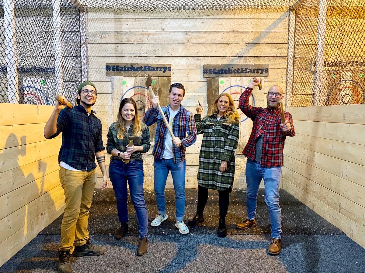 HaysNews's tweet photo. Our team in #Liverpool had a great time last week celebrating their fantastic team work - with a spot of axe throwing! We hope you had fun everyone! If you would like to work for a company who rewards its employees with incentives like this, then search #JoinHays https://t.co/a3g2Yzzmxg