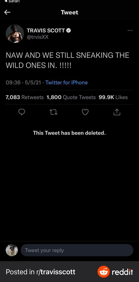 Not Travis deleting this tweet 🧐 #ASTROWORLDFest #AstroWorld