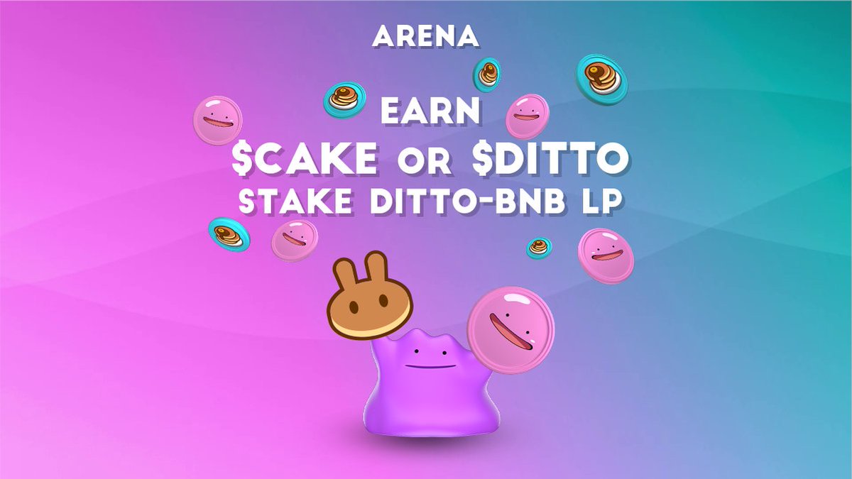 New pools in the Arena!
app.ditto.money/arena 

Earn $CAKE or $DITTO 🥳, stake DITTO-BNB LP 🤝

Links below! 👇
linktr.ee/dittomoney_ 

$DITTO $xDITTO

#BinanceSmartChain #yieldfarming #staking #DeFi