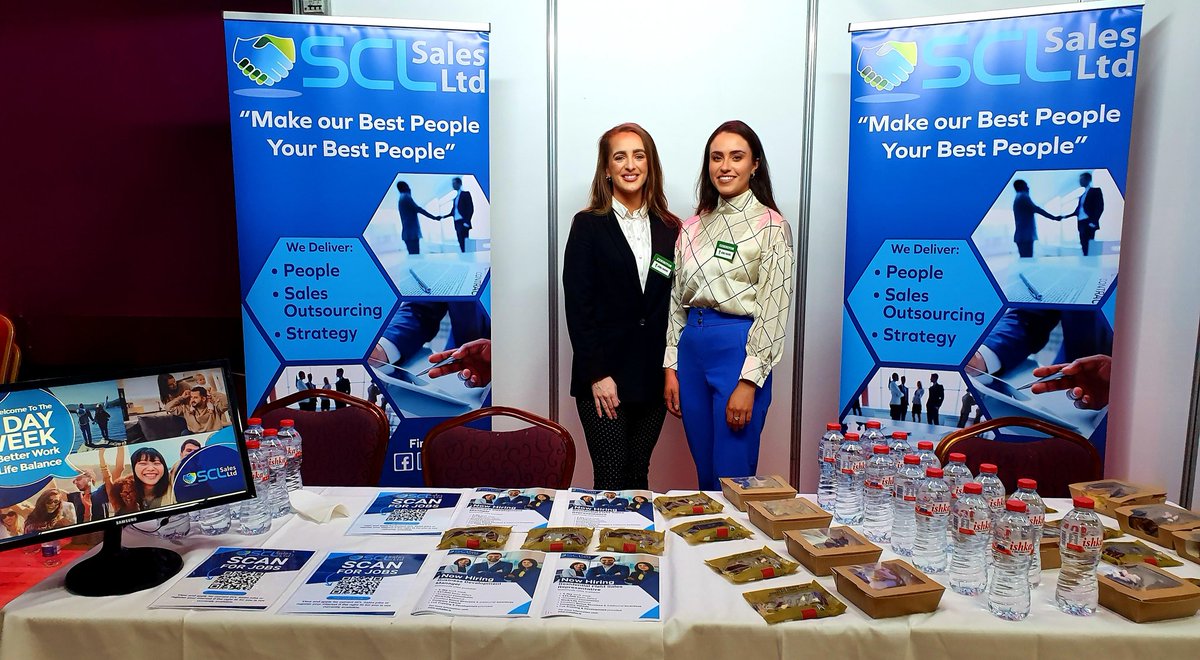 SCL Sales Ltd are ready to meet you all this morning at the <a href="/JobsExpoIreland/">Jobs Expo Ireland</a> in Leisureland, Salthill, Galway from 10am - 4pm.

We are delighted to be offering fantastic 4 Day Week Career Opportunities for you all!

#careeropportunities #jobs #sales #4dayweek #jobsearch #jobsexpo