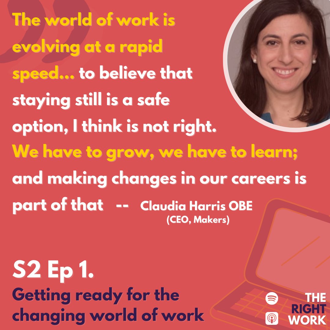 TheRightWork's tweet photo. Have you listened to our latest ep w/ @makersacademy CEO, @claudia_harris?!

How are you #learning and #growing in your #career, to keep pace with the rapidly changing world of work?

Link: https://t.co/7V1yAj4HNI

#careers #careerspodcast #careerchoice #work #careergrowth https://t.co/yZIPrRkgkh