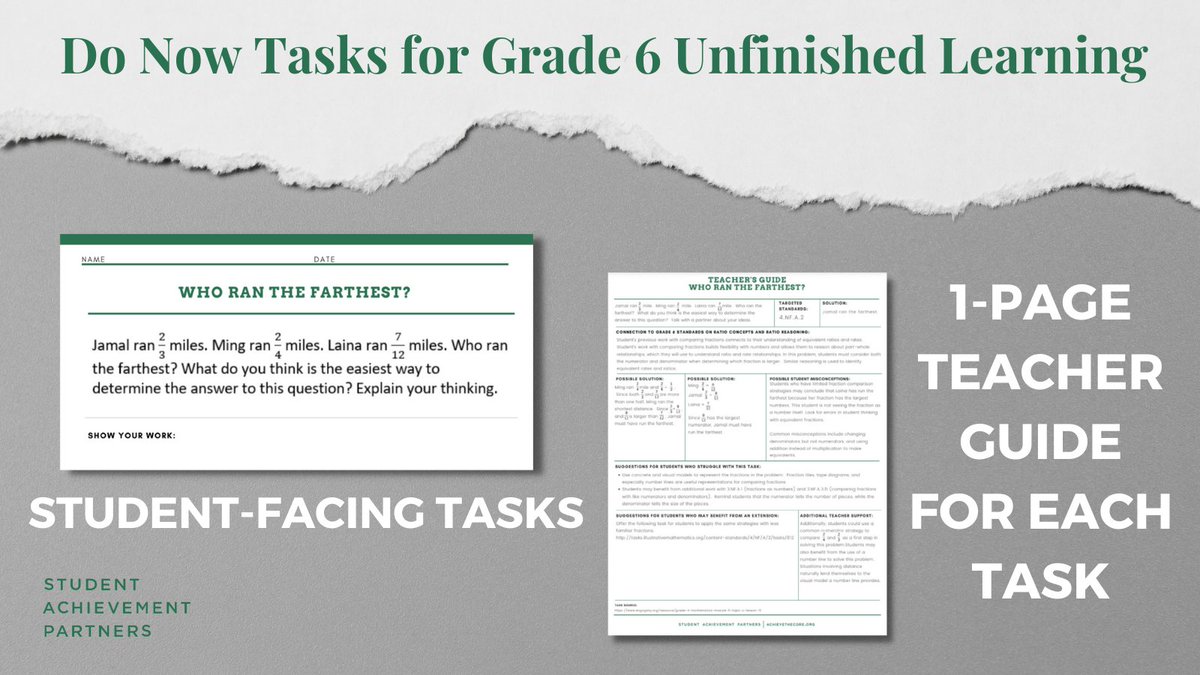 MS #MathEducators: These warm-up activities can be used to strengthen understanding of prior-grade-level math. Teacher guide includes: possible solutions, possible student misconceptions, and suggestions for additional supports. bit.ly/2ZHWi6W #unfinishedlearning