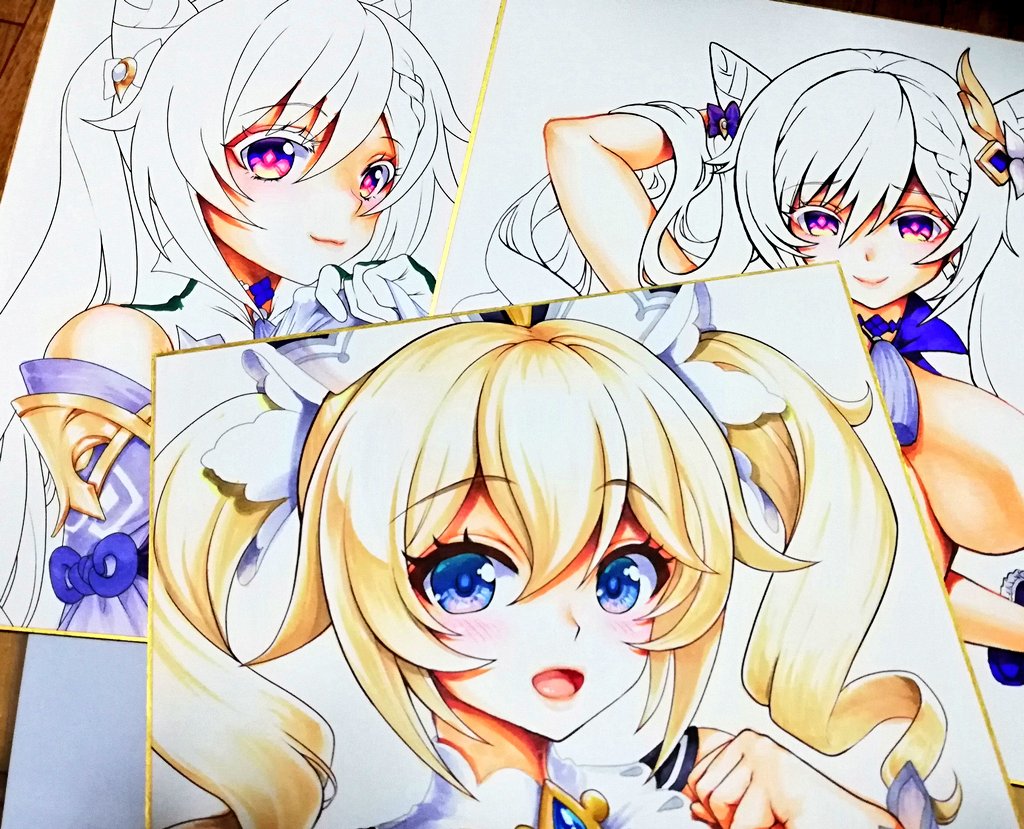 明日のぷにケット用に色紙製作中です。雷電将軍新作色紙の他にも刻晴のやバーバラなど復刻色紙も製作中です。雷電将軍の復刻は旧作からポーズを少し変えてより美乳を強調しています。
おしながきはこちらです↓
ペーパーも刷り上がりました!
https://t.co/o5UdQp6aiQ 