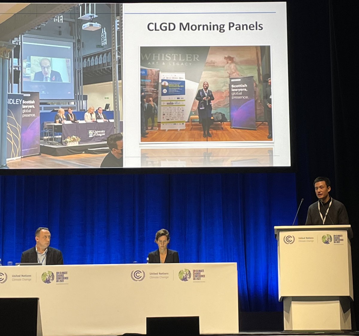 mwgehring's tweet photo. Brilliant LLM and MPhil student volunteers and researchers Sophie Linda Tejas and Tim presenting the results of @CLGInitiative Cambridge Conference and #CLGD2021 here this morning @COP26 #COP26 @UNFCCC
@intsustainlaw @cambridgelaw @CambridgeLandEc @UofGCILS @lawstrath https://t.co/bPBoLiboY4