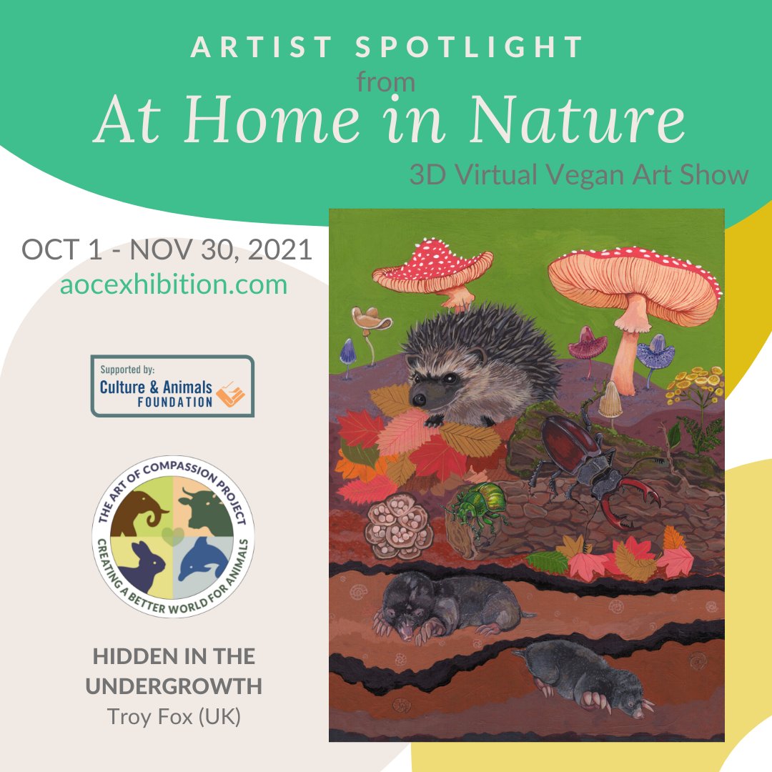 Troy Fox is one of 15 artists in our current 3D vegan art show. To view his painting and read about his process and intention, go to buff.ly/3hyG05y. #aocexhibition #thegoodelifeuk #artofcompassion #veganart #veganexhibition #animaladvocacyart