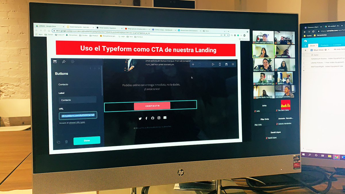 serranomiralles's tweet photo. Sesión de #NoCode con @isa_garate en el curso de Digital Product Manager de @TheHeroCamp #Airtable #Carrd #Typeform #StackerApp https://t.co/PpaZuCYdmv