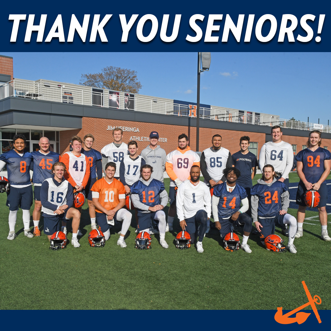 HopeCollegeFB's tweet photo. We look forward to honoring 18 seniors before this afternoon's final regular-season home game at Ray and Sue Smith Stadium. We are grateful for all that they have given to @hopecollege and @HopeAthletics. #BeStrongBeTrue https://t.co/RTEernIFn0