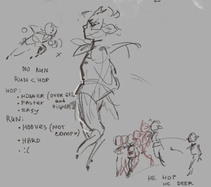 personal opinion: tubbo hops like a deer instead of running (sometimes. if he needs to quickly run away) 