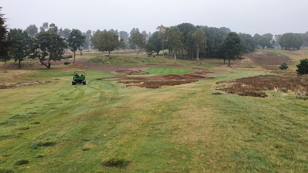 Things shaping up well on the par 3 second ⁦<a href="/CoxmoorGC/">Coxmoor Golf Club</a>⁩ . The area opened up behind the green, heather will reestablish. The addition to the green back left will accommodate a sparky pin position. Adjustment in the approach will add to the drama. ⁦ <a href="/creative_golf/">Creative Golf Design</a>⁩