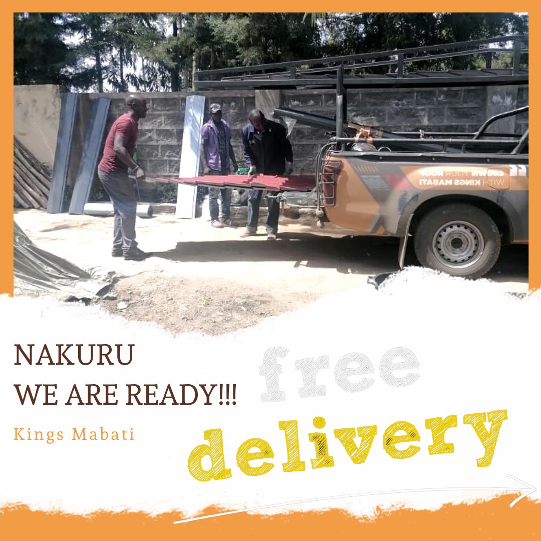KingsMabati's tweet photo. Nakuru Mpo? Leo ni ike siku. We deliver countrywide within 48 hours at no cost!! Make your mabati orders today to enjoy our free delivery services. Tutafika kwa mlango. Thank you so much for trusting in us!! Our number is 0785 525 280/0785 525 282. 
#mabatihalisi https://t.co/lu1J3O5wcp