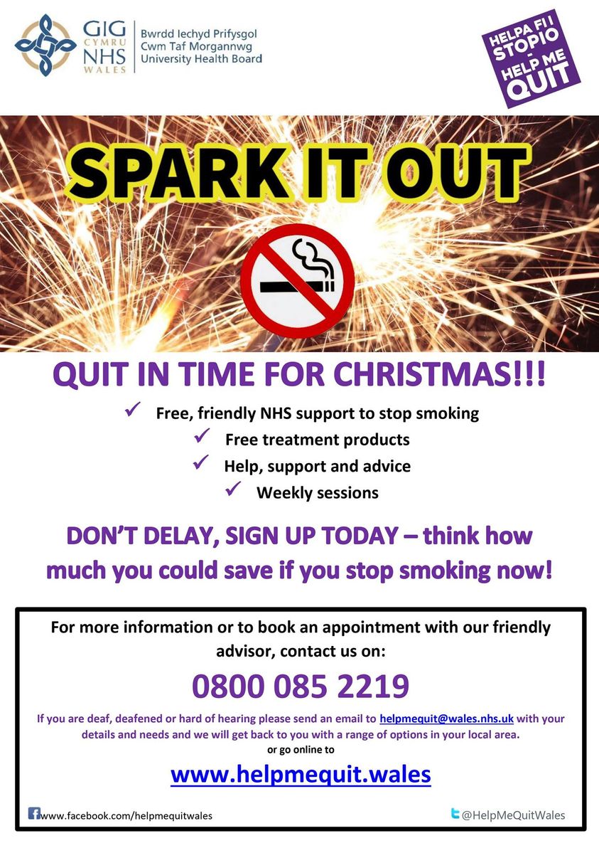 PYBHealth's tweet photo. ๐ญDo you want to quit smoking in time for Christmas?
You can get free weekly support from our friendly advisors today if you contact 0800 085 2219 โ๏ธ
#QuitSmoking #HelpUsHelpYou #HelpMeQuit @HelpMeQuitWales https://t.co/4j4zkWwUkl