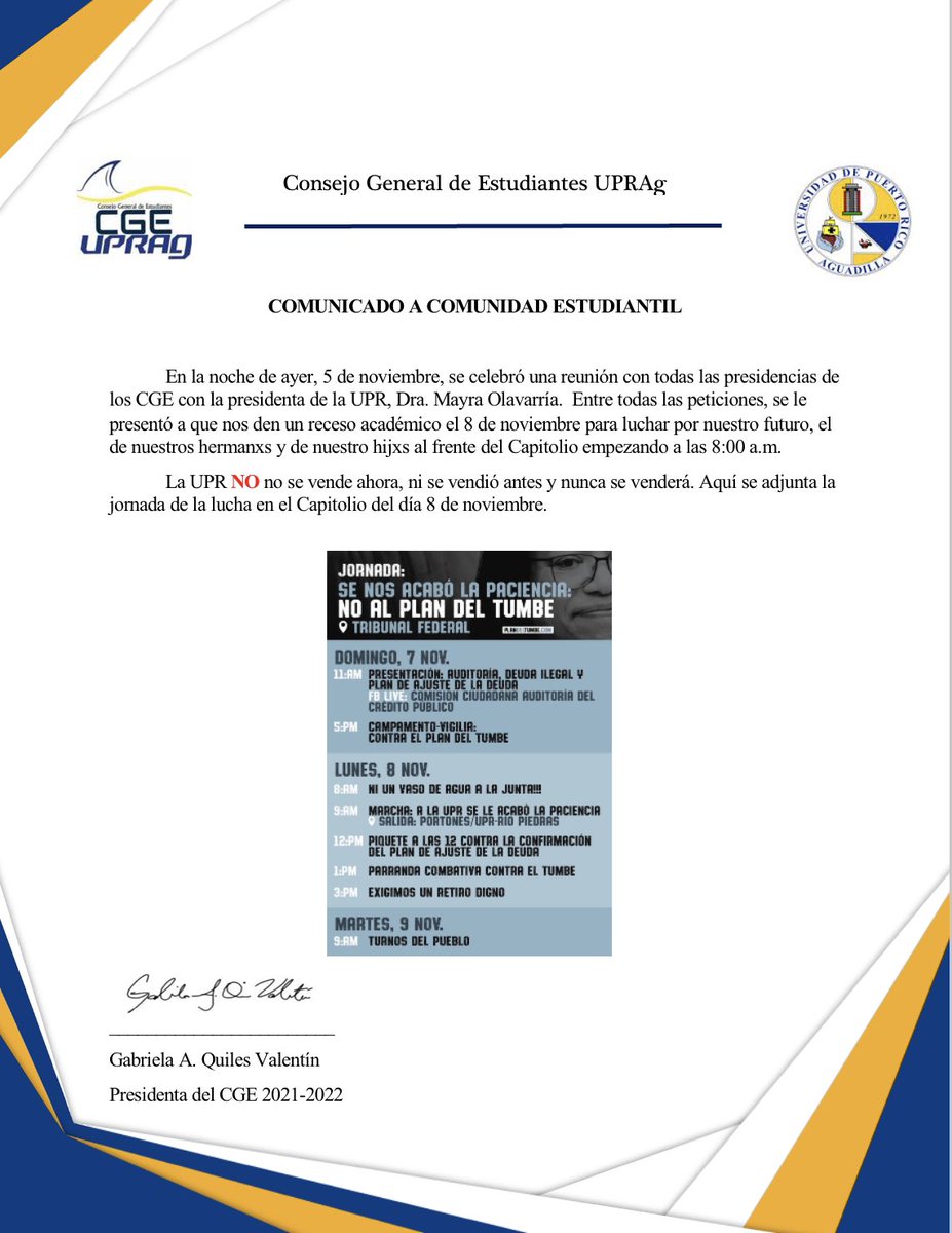 ❗️Comunicado a la comunidad estudiantil❗️