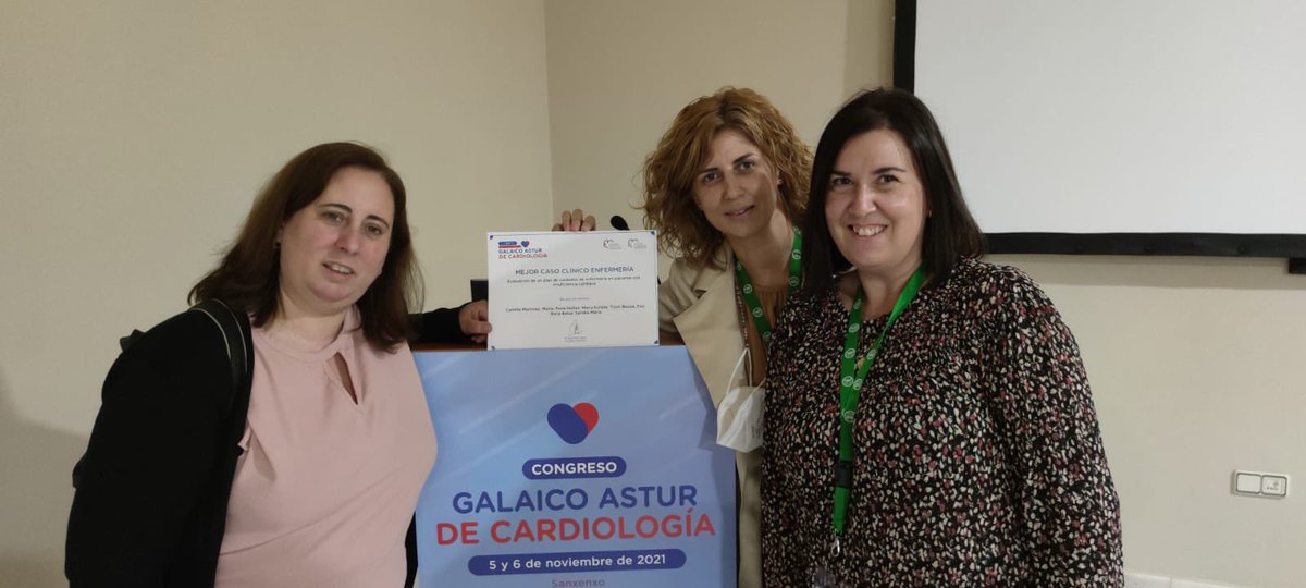 Nos llevamos el premio al mejor caso clínico de enfermería en el congreso galaico astur de cardiología! Sois las mejores!👏🏻🥇@SOGACAR_ @SAsCardiologia