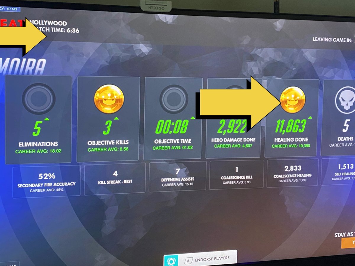 camaropharaoh's tweet photo. Sooo, almost 12K healing in… under 7 minutes… and folks had the AUDACITY to be spamming they need healing. I needed support dang it! This was on PC and I’m feeling better about my bootleg control setup. #Overwatch #Moira #SupportaSupport https://t.co/gHeIJWBPvd