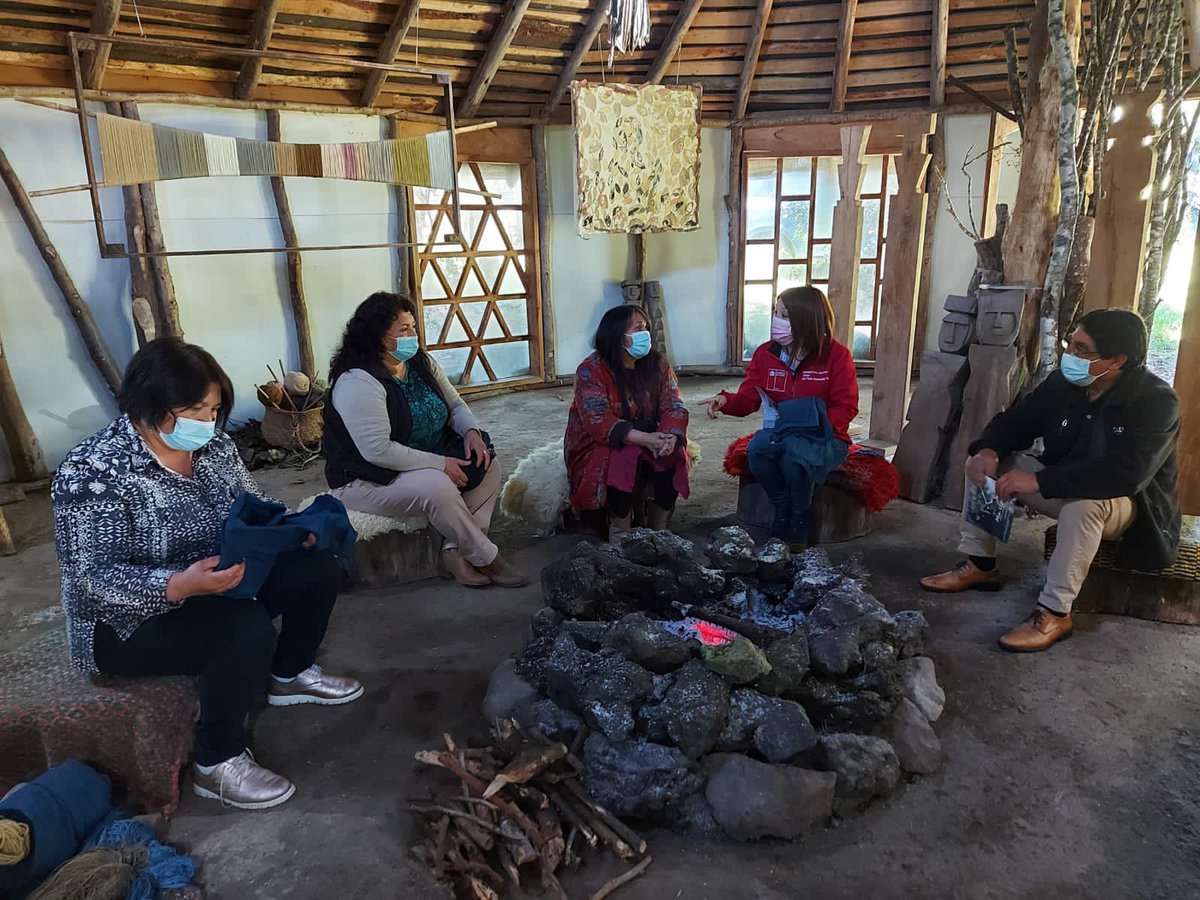 anahormazabal's tweet photo. Para conocer el trabajo textil de rescate de tintes naturales y su aplicacion en el diseño de telares, visitamos la ruka de María Curaqueo del proyecto "Mallo, Colores Ancestrales" @CONADI_Gob el que se expone a visitantes y comunidades.#TelarMapuche #ChileSeRecupera 🇨🇱 https://t.co/9IzrXWOK88