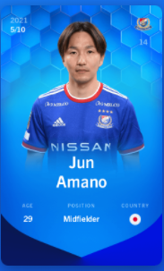 MagicMouns's tweet image. #Concours #Sorare 🎁

🇯🇵 Jun Amano (29y)
🔵Super Rare 5/10
⚽️Yokohama F. Marinos - J1 League

Joueur régulier, scoring de 46 en L40

Conditions : RT +🤎 ce tweet et follow @MagicMouns

Tu veux tenter l'aventure Sorare ? 
sorare.com/r/magicmouns