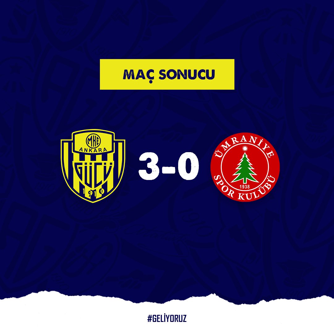 Ankaragucu's tweet photo. Maç Sonucu |
MKE Ankaragücü’müz 3-0 Ümraniyespor
#KenetlendikGeliyoruz https://t.co/4oQqh0aJPd