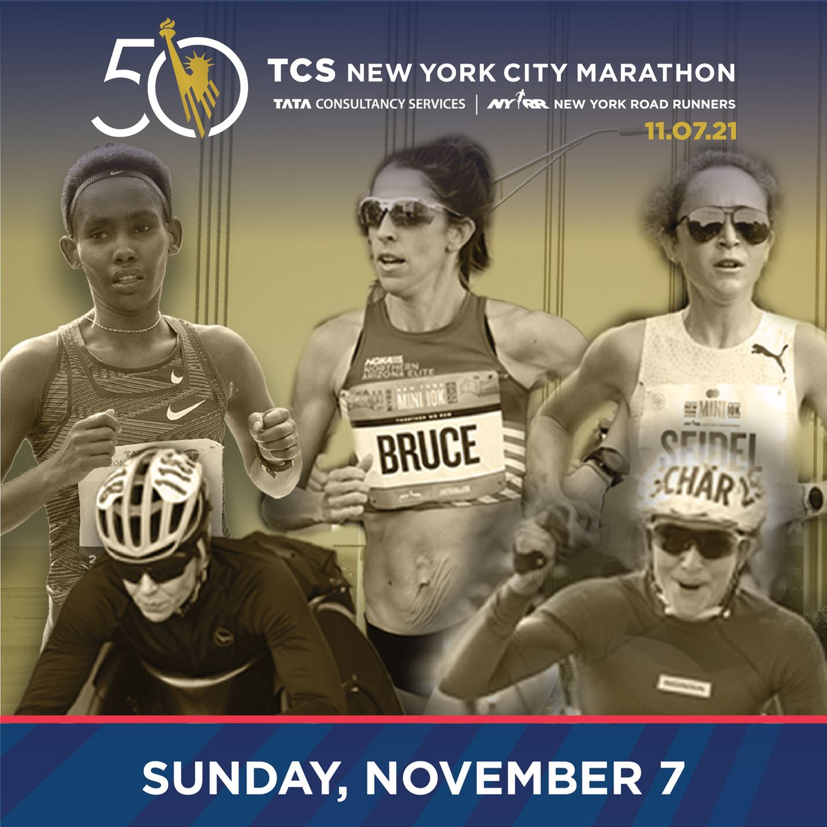 nycmarathon's tweet image. The stars have aligned to take on the #TCSNYCMarathon! 

Watch our celebration of #50YearsRunning on Sunday, November 7th starting at 7am ET on @ABC7NY (tri-state) and 8:30am ET on @espn (national)