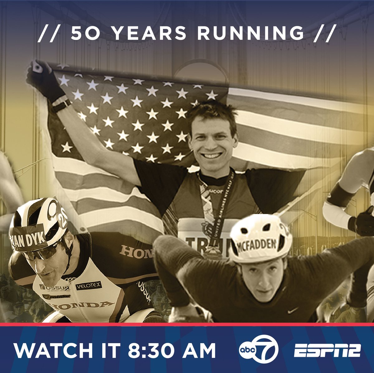nycmarathon's tweet image. The stars have aligned to take on the #TCSNYCMarathon! 

Watch our celebration of #50YearsRunning on Sunday, November 7th starting at 7am ET on @ABC7NY (tri-state) and 8:30am ET on @espn (national)